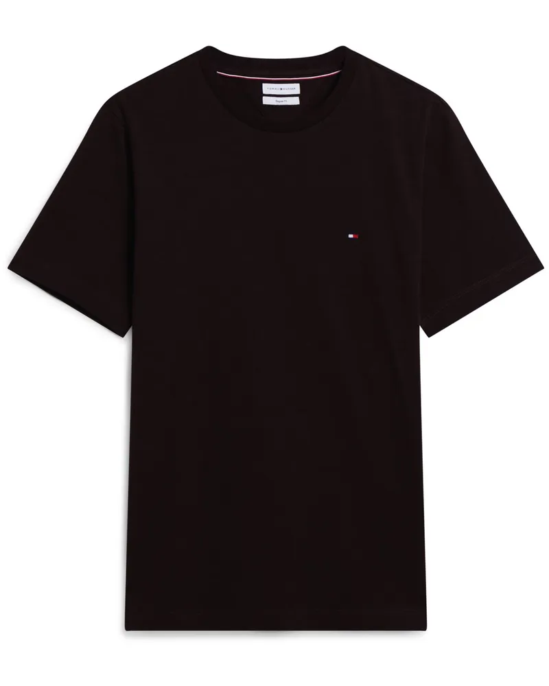 Tommy Hilfiger Leichtes T-Shirt aus Baumwolle mit Logo-Stickerei, Regular Fit in Braun