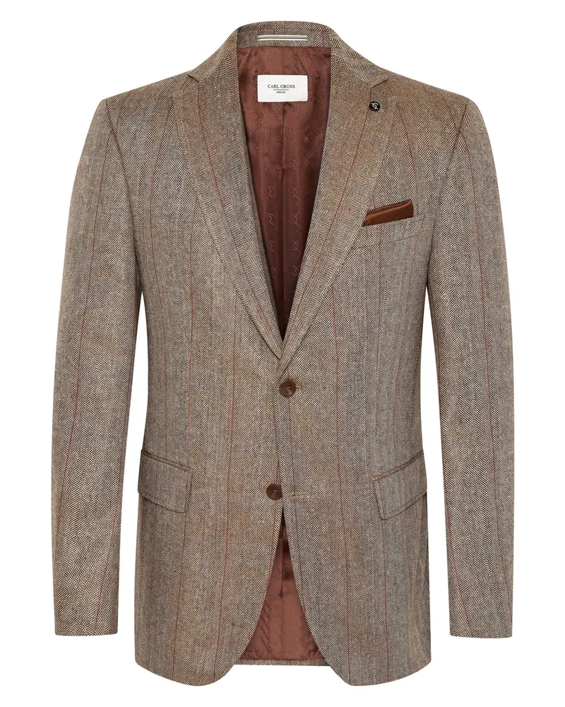 Carl Gross Softes Einreiher-Sakko Theo aus Seide mit fallendem Revers in Hellbraun