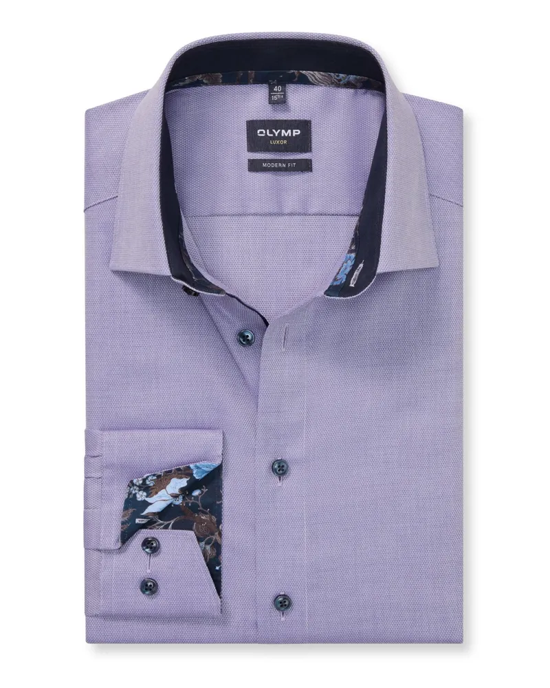 Olymp Luxor, Modern Fit, Hemd mit Struktur und Ausputz in Lila