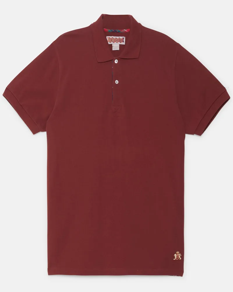 Baracuta Unifarbenes Piqué-Poloshirt aus Baumwolle in Rot