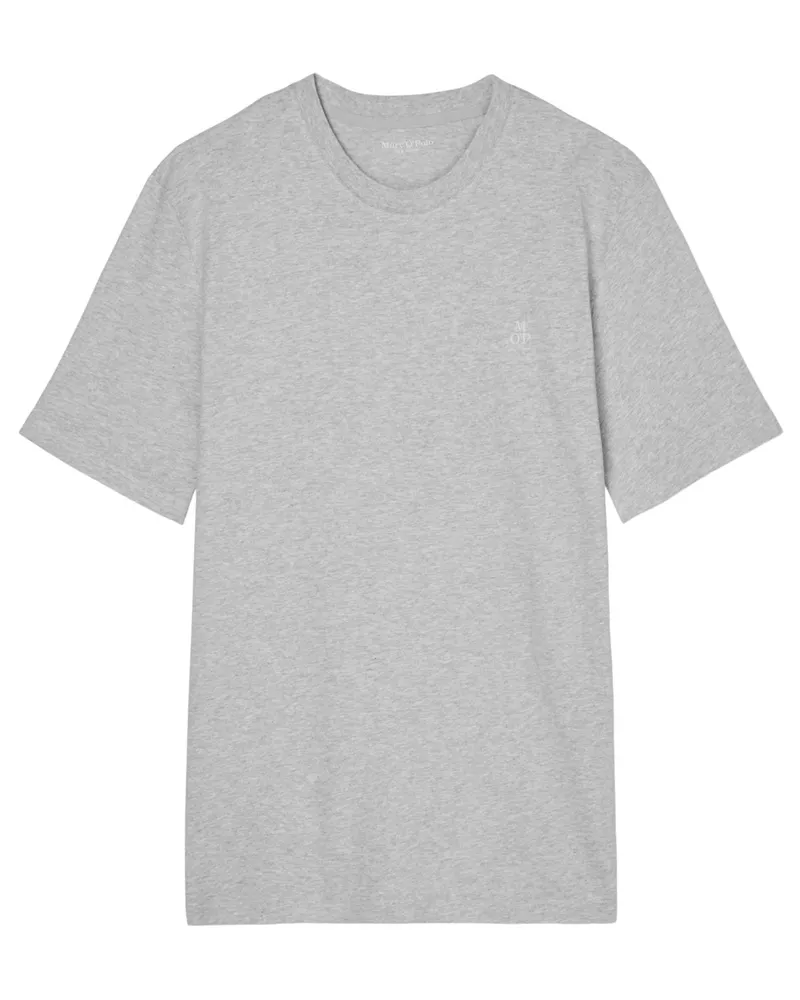 Marc O'Polo T-Shirt mit Rundhals und Label-Print, Regular Fit in Hellgrau