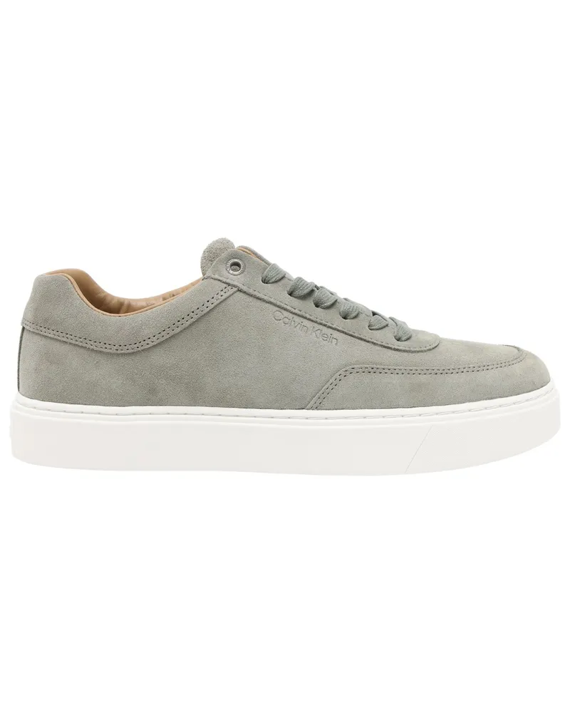 Calvin Klein Low Top Sneaker aus Veloursleder mit Label-Gravur in Oliv