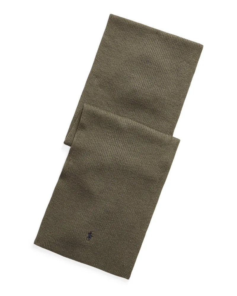 Ralph Lauren Schal aus waschbarem Merino-Rippstrick in Oliv