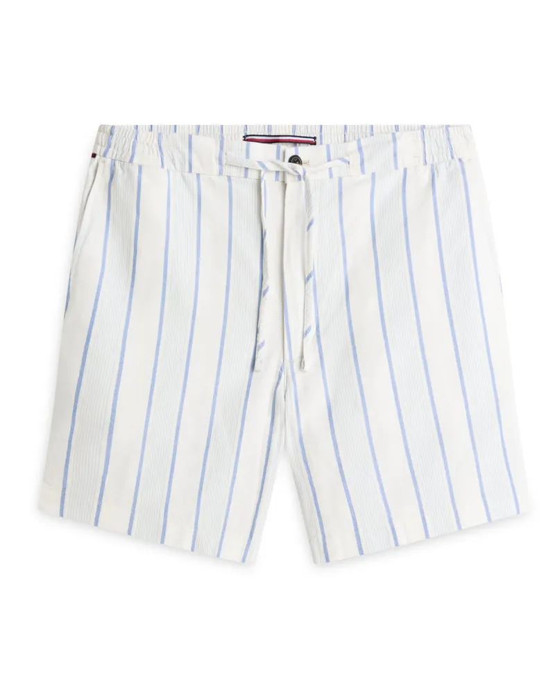 Tommy Hilfiger Sommerliche baumwoll-Shorts mit Streifen und Netzstruktur in Hellblau