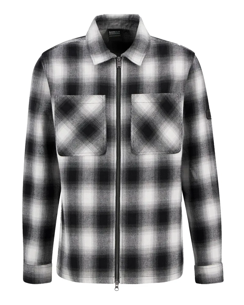 Barbour Festes Overshirt Carlisle mit Tartanmuster und Reißverschluss in Schwarz