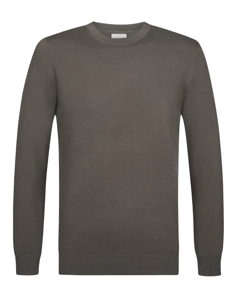 Profuomo Leichter Rundhalspullover mit Tencel™ in Braun