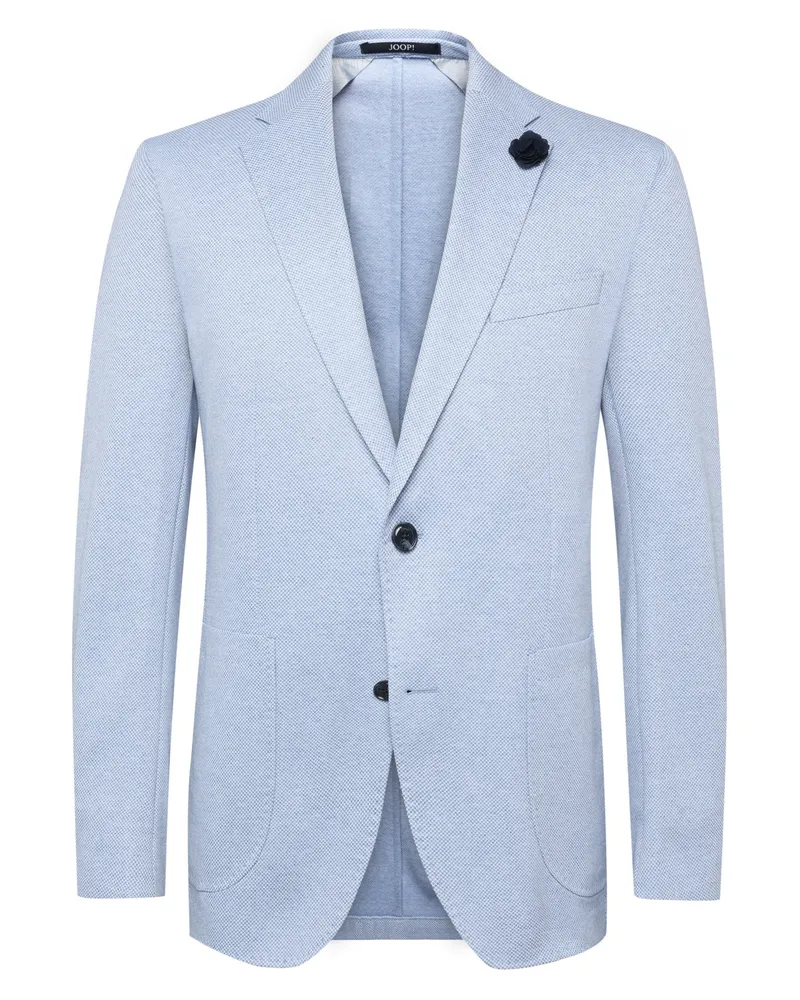 JOOP! Teilgefüttertes Jersey-Sakko mit Karo-Muster und Stretch, Slim Fit in Hellblau