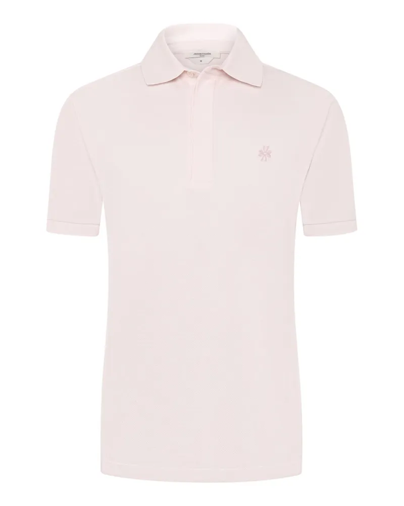 Jacob Cohën Unifarbenes Piqué-Poloshirt mit gesticktem Logo auf der Brust in Rosenrot