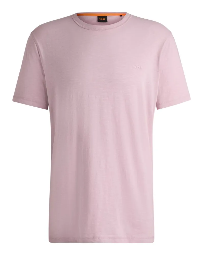 HUGO BOSS Leichtes T-Shirt mit gummiertem Logo-Schriftzug in Hellrot