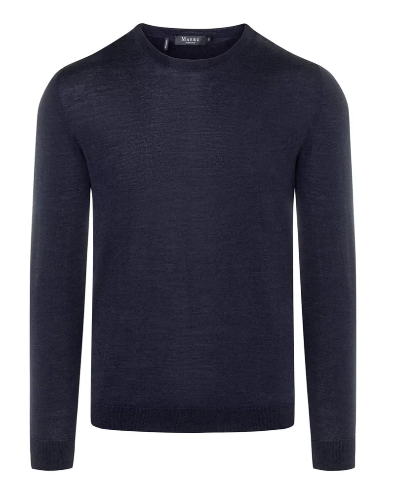 Maerz Leichter Glattstrick-Pullover aus Merino-Seide-Cashmere, Regular in Marine
