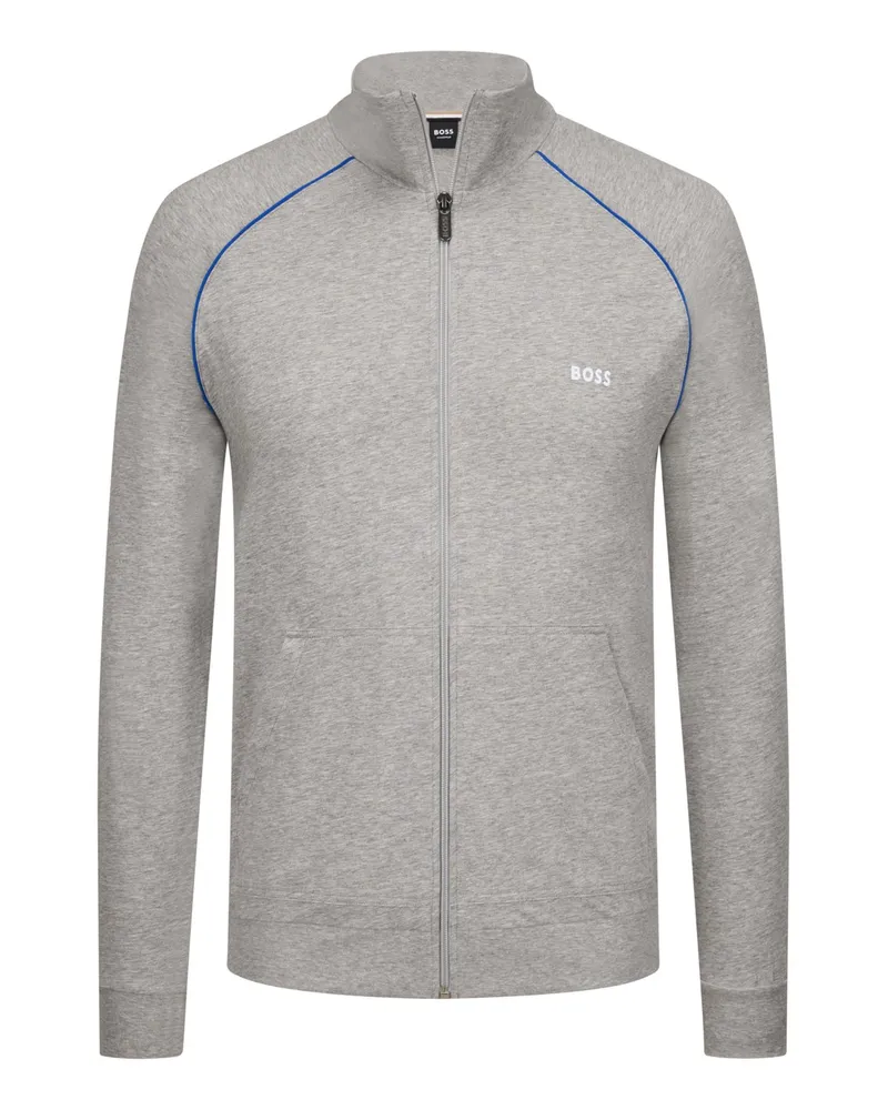 HUGO BOSS Leichte Jerseyjacke mit Stickerei und Stretch in Grau