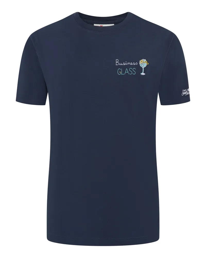 MC2 Saint Barth Summer T-Shirt mit kleinem Glas-Motiv in Marine
