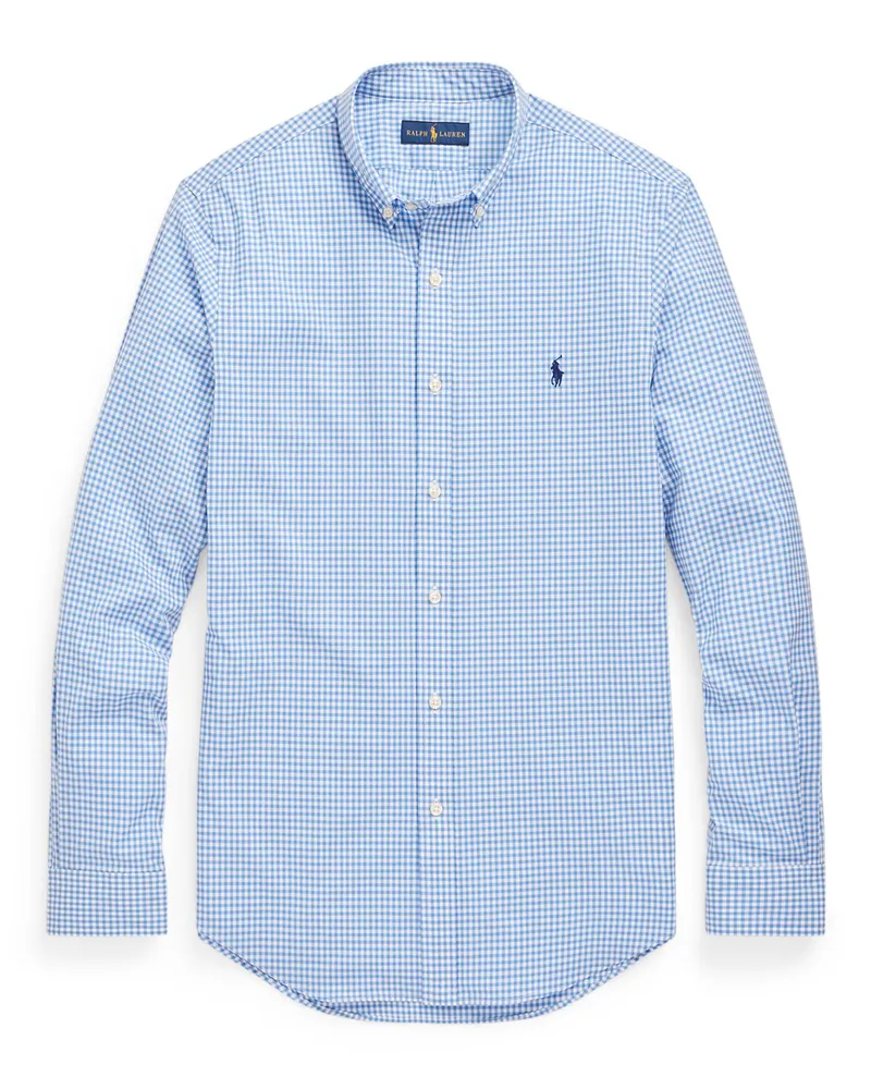 Ralph Lauren Hemd mit Stretchanteil und Karomuster, Custom Fit in Hellblau