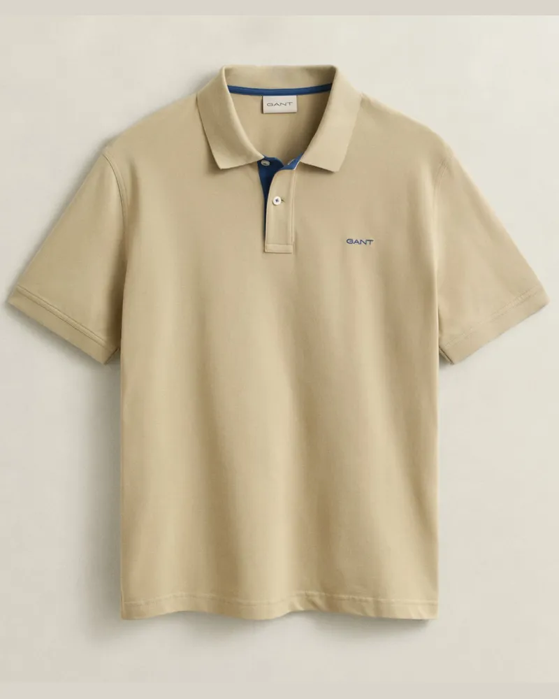 Gant Piqué-Poloshirt mit Stretchanteil und Label-Stickerei, Regular Fit in Beige