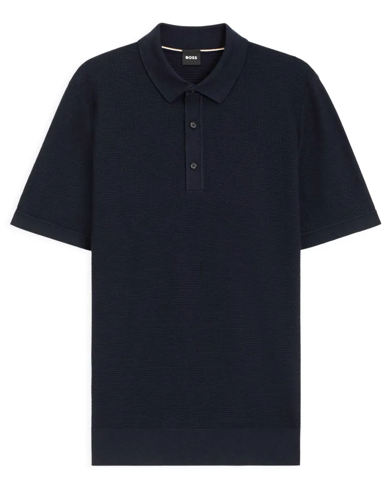 HUGO BOSS Leichtes Strick-Poloshirt mit Lyocell in Marine