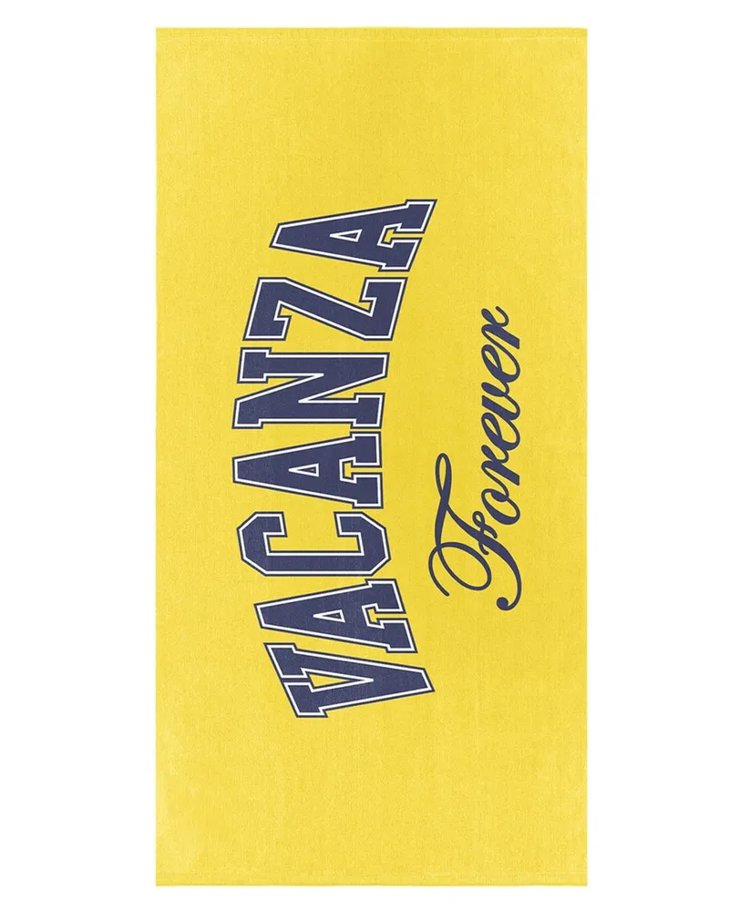 On Vacation Handtuch aus einem Baumwoll-Mix mit Schriftzug in Gelb