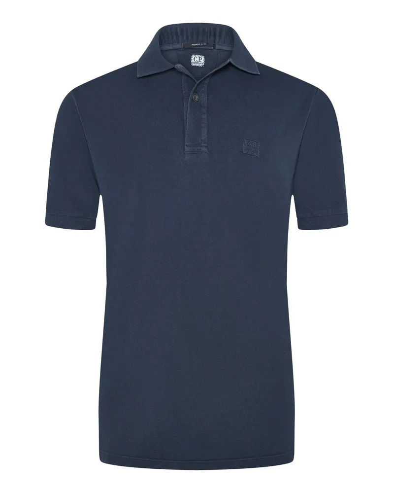 C.P. Company Garment Dyed gefärbtes Poloshirt mit Logo-Stickerei in Marine