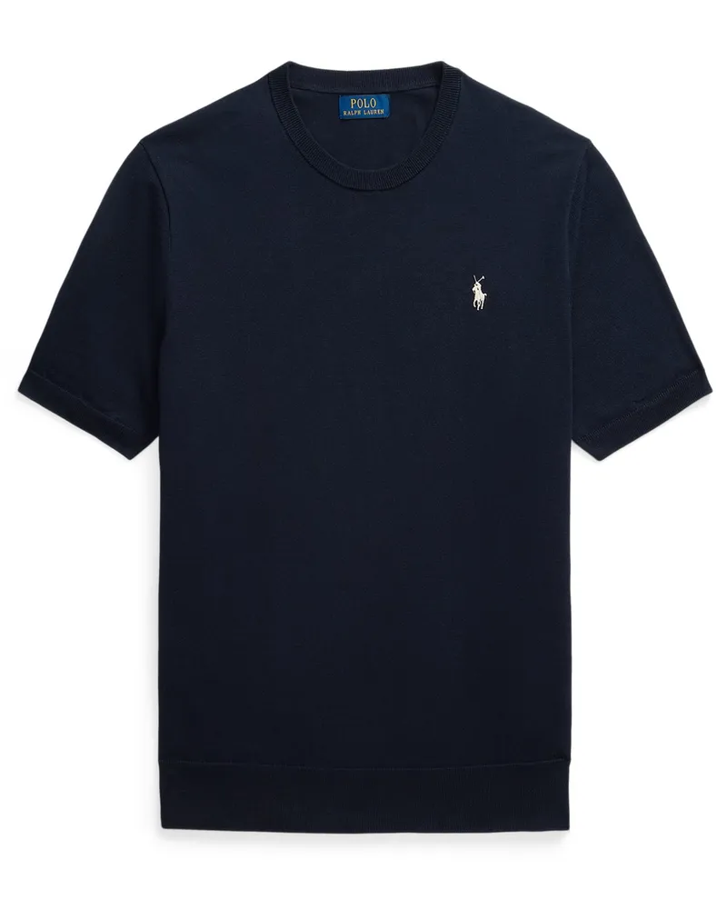 Ralph Lauren Strickshirt aus Baumwolle mit Logo-Aufnäher in Marine