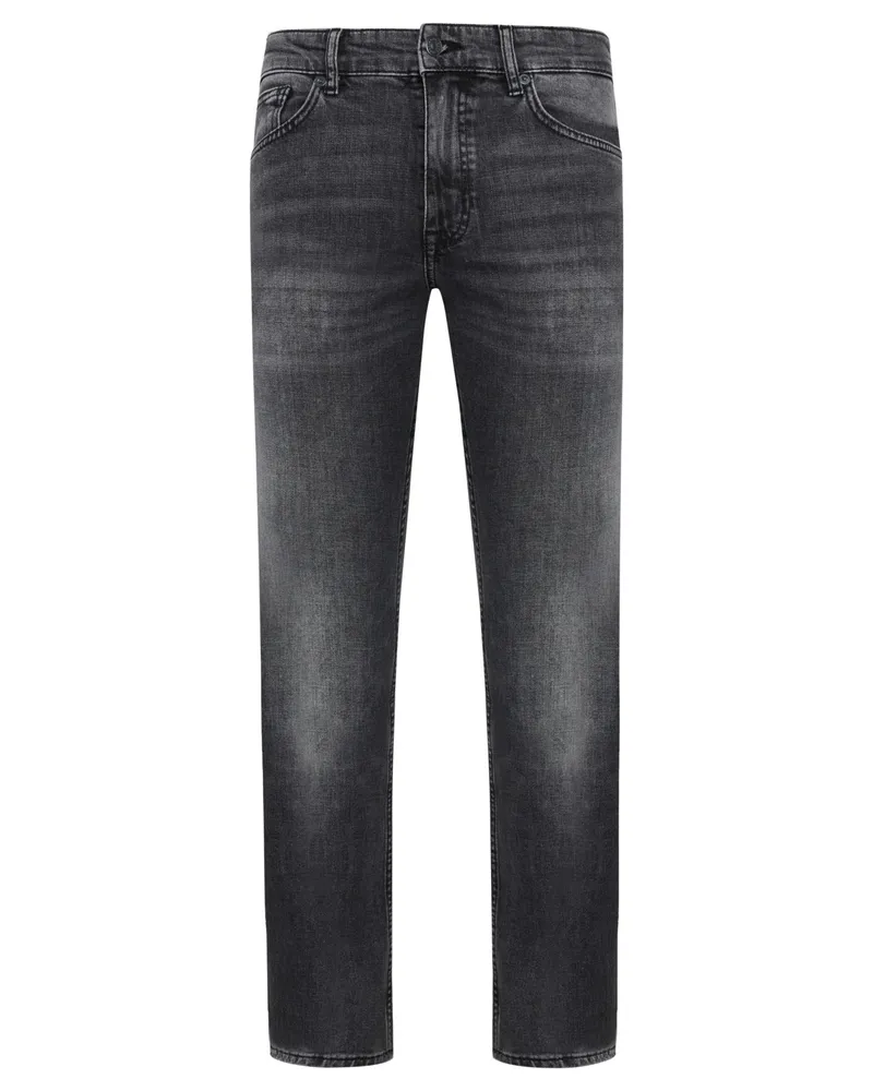 HUGO BOSS Stretchjeans Delaware in deznter Used-Optik, Slim Fit in Grau