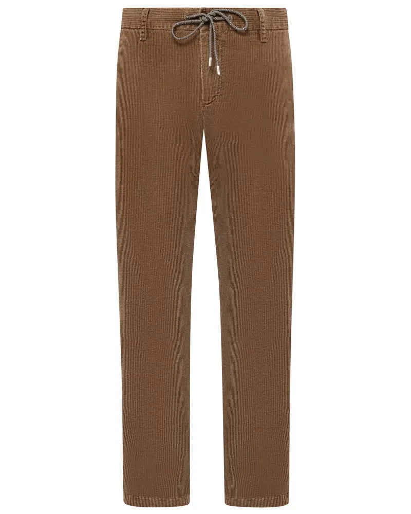Alberto Cordhose Jump mit Kordelzug und Lyocell-Anteil, Slim fit in Braun