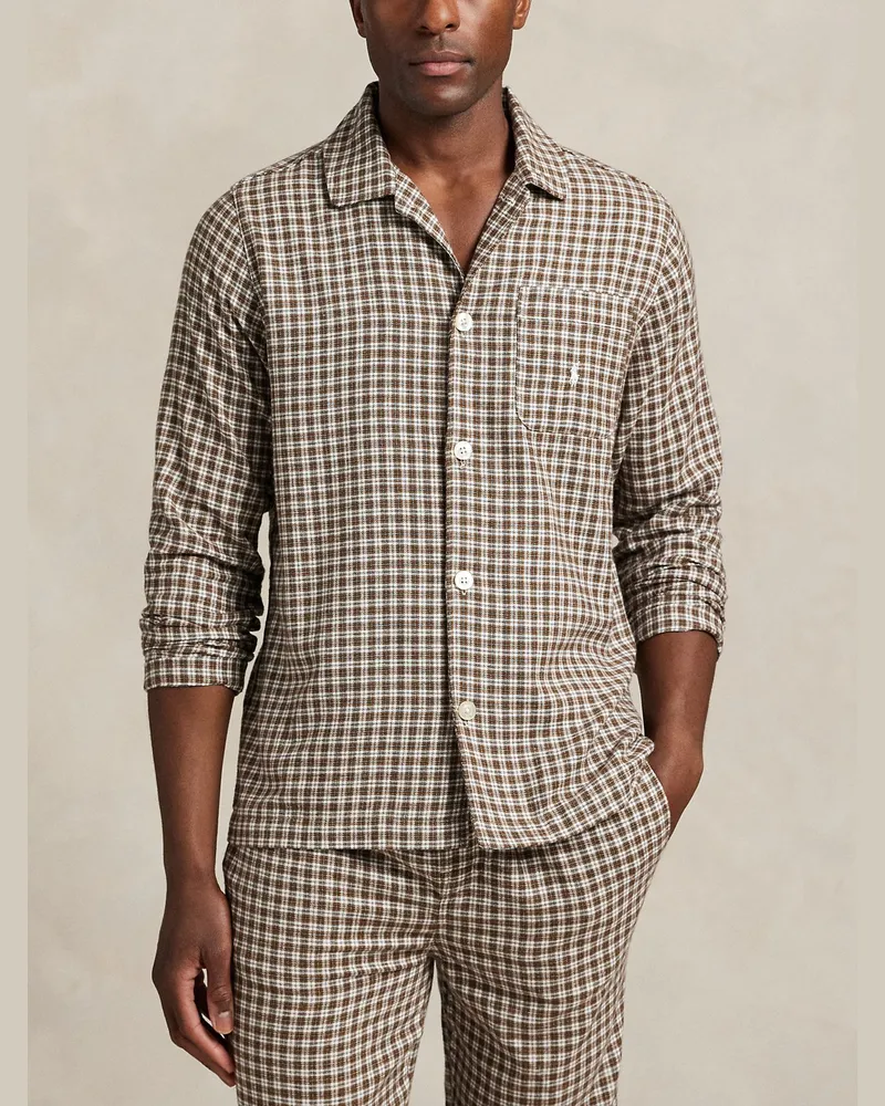 Ralph Lauren Flanell-Schlafanzug mit Karomuster, X-Mes-Edition in Braun