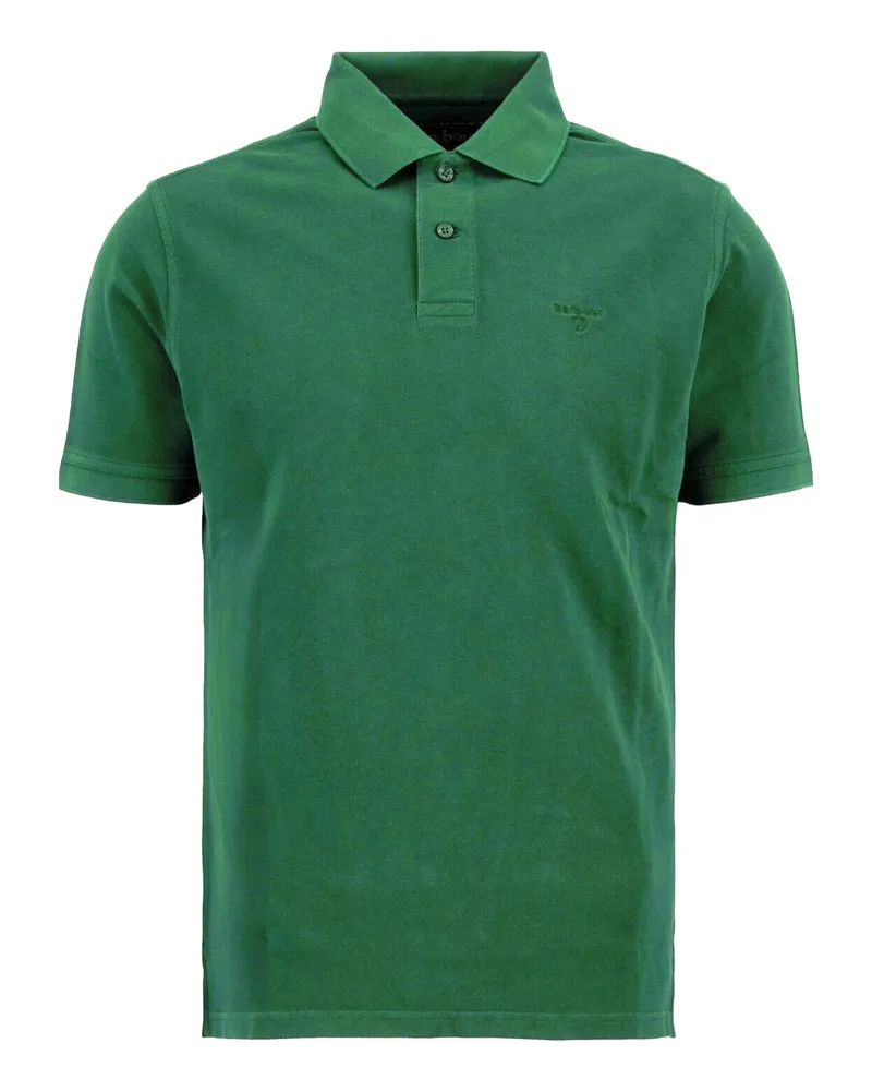 Barbour Piqué-Poloshirt aus Baumwolle mit Label-Schriftzug, Tailored Fit in Grün