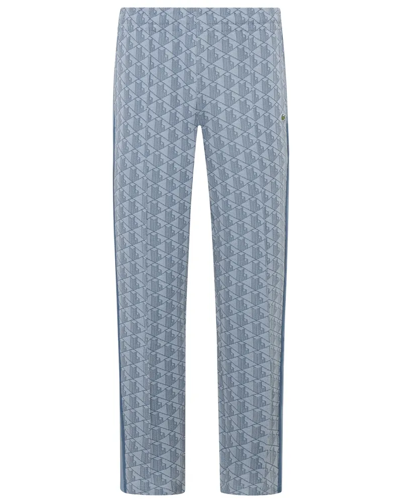 Lacoste Trainingshose Paris in Jaquard-Strick mit Monogramm-Print in Hellblau