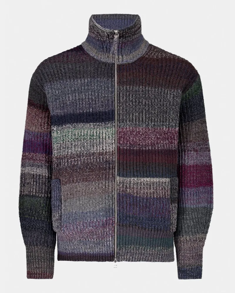 FTC Cashmere Strickjacke aus Kaschmir mit Patchwork-Muster in Multicolor