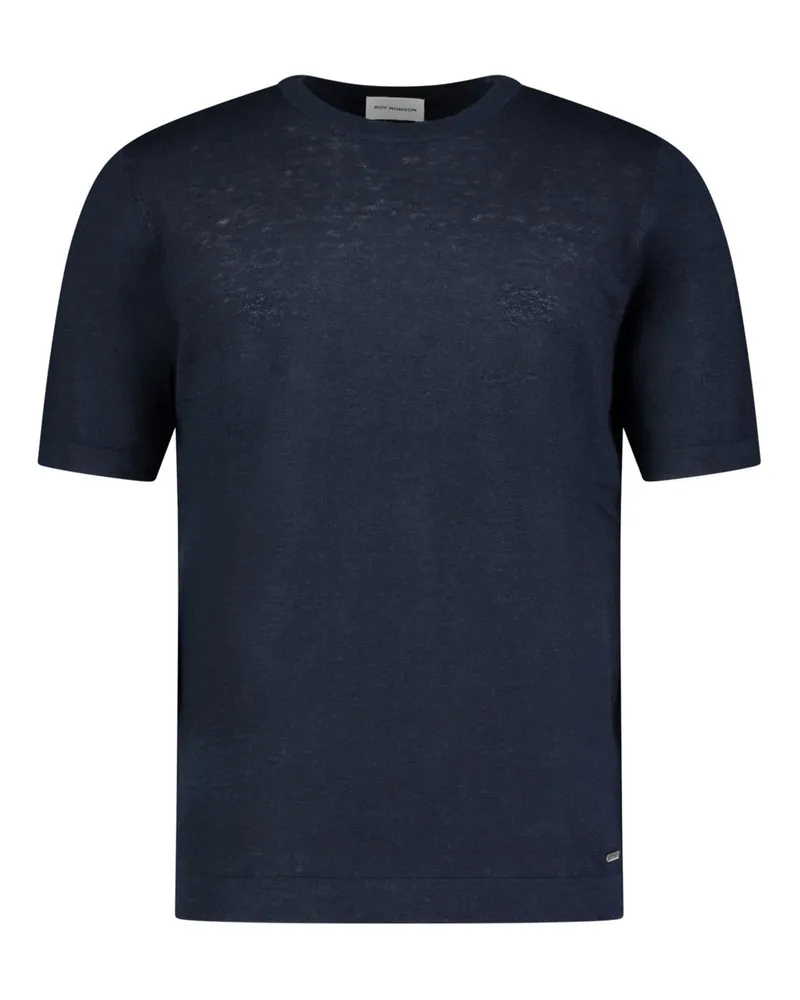 Roy Robson Leichtes Glattstrick-T-Shirt mit Leinenanteil in Marine