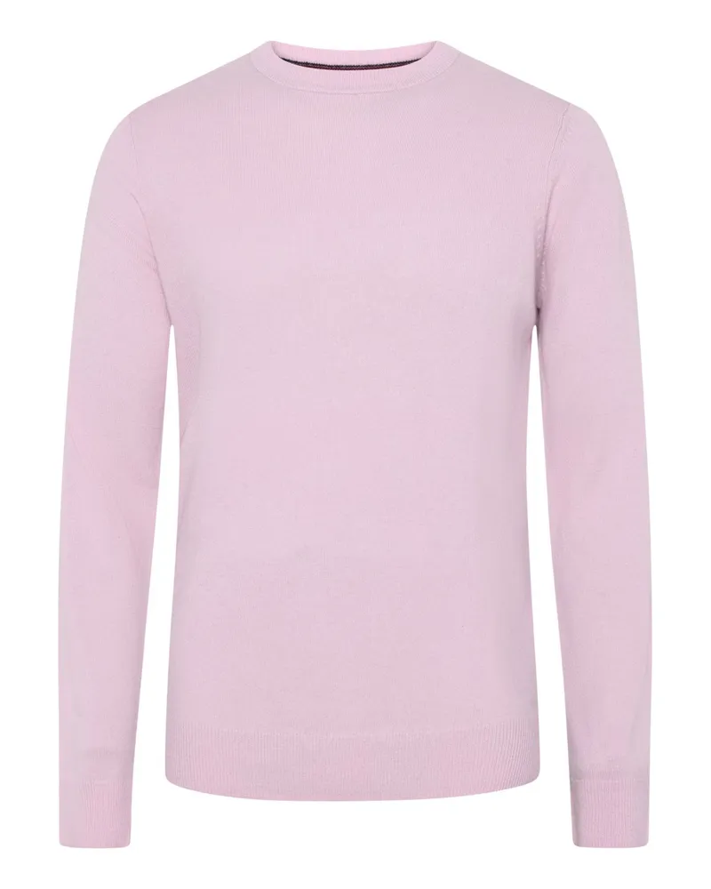 Tom Rusborg Softer Pullover aus Merinowolle und Kaschmir mit O-Neck in Rosenrot