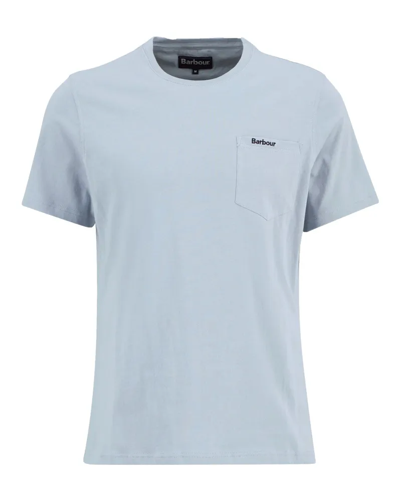 Barbour T-Shirt aus Baumwolle mit Brusttasche und Label-Schriftzug in Hellblau