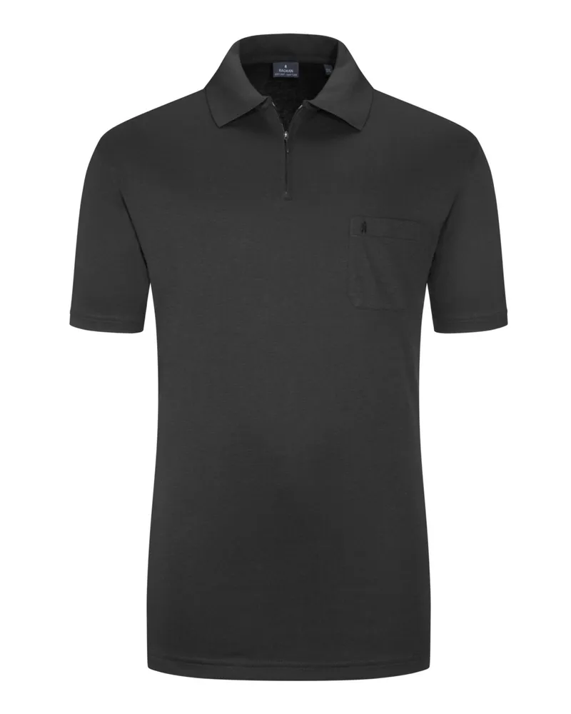 Ragman Poloshirt mit Reißverschluss und Brusttasche Anthrazit