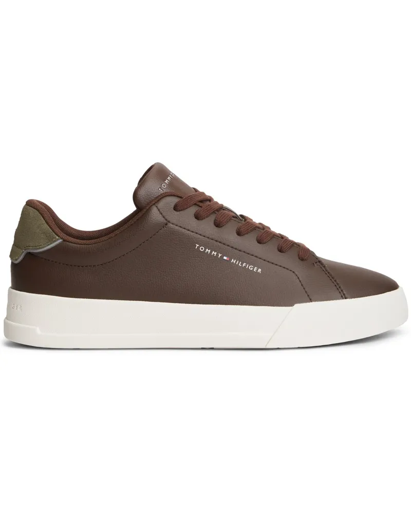 Tommy Hilfiger Low Top Allrounder-Sneaker mit Label-Schriftzug in Braun