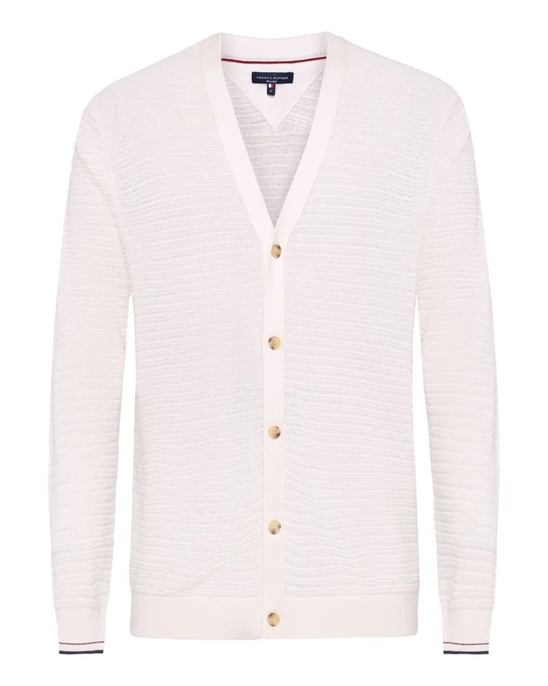 Tommy Hilfiger Leichte Strickjacke mit Seide und Lyocell in Offwhite