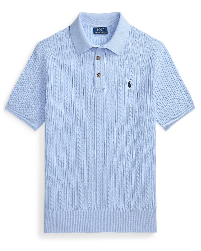 Ralph Lauren Strick-Poloshirt aus Baumwolle mit Logo-Stickerei in Hellblau