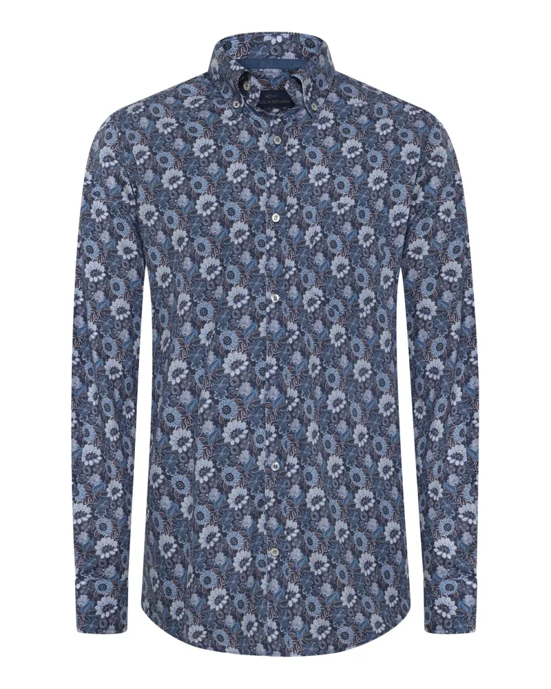Paul & Shark Gemustertes Hemd mit Button-Down-Kragen in Marine