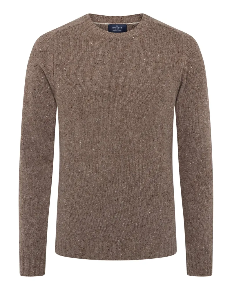 Hackett Softer Rundhalspullover aus Merinowolle in Braun