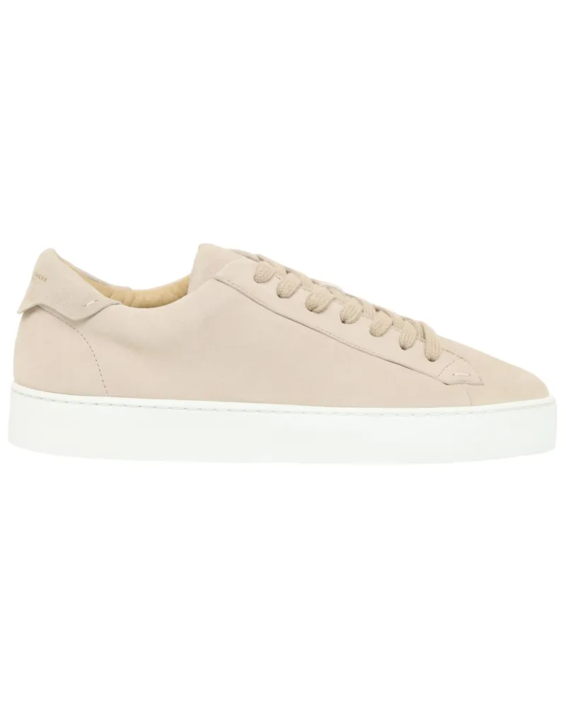 SCHUHE & HANDWERK Handgefertigter Sneaker aus softem Veloursleder in Beige
