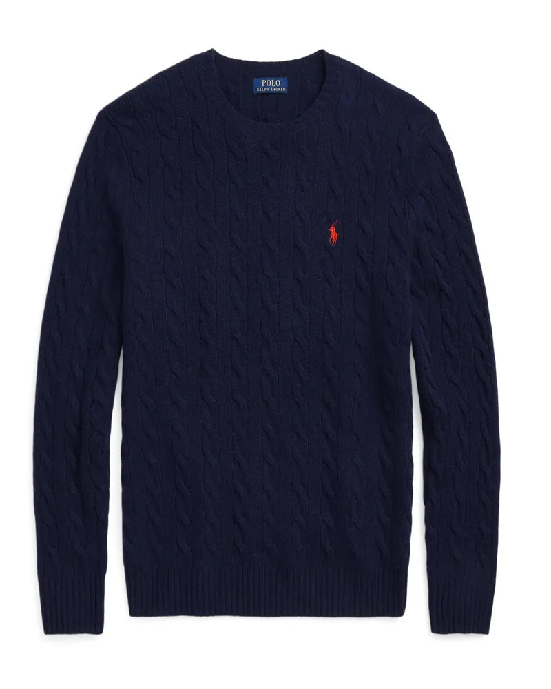 Ralph Lauren Softer Pullover mit Zopfstrickmuster und Kaschmiranteil in Marine