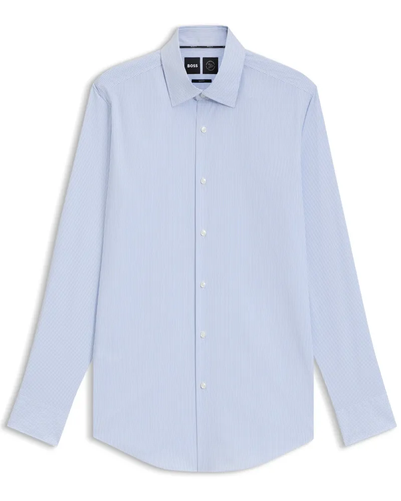 HUGO BOSS Leichtes Performance Stretch-Hemd mit Streifen, Slim Fit in Hellblau