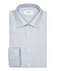 Eton Hemd mit Miniatur Allover-Print, Slim Hellblau