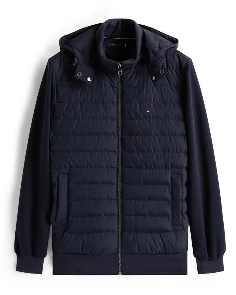 Tommy Hilfiger Hybride Stepp-Sweatjacke mit abnehmbarer Kapuze in Marine