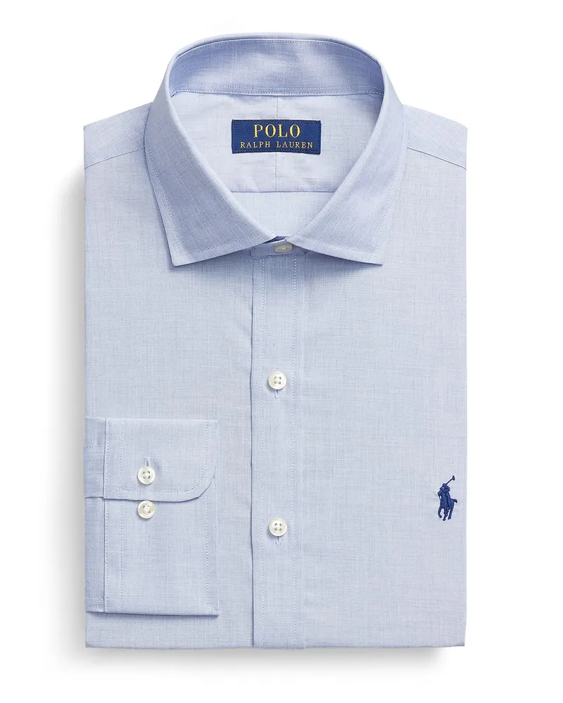 Ralph Lauren Leichtes Baumwollhemd mit kleiner Pony-Stickerei, Slim Fit in Hellblau
