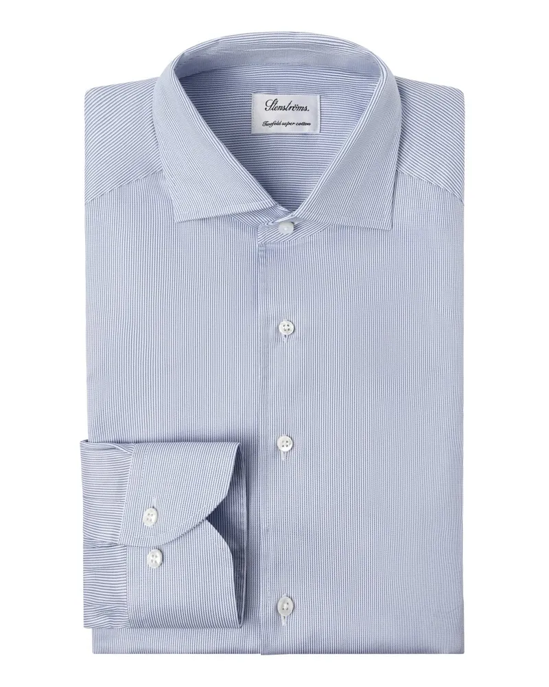 Stenströms Unifarbenes Hemd aus Twofold Super Cotton in Hellblau