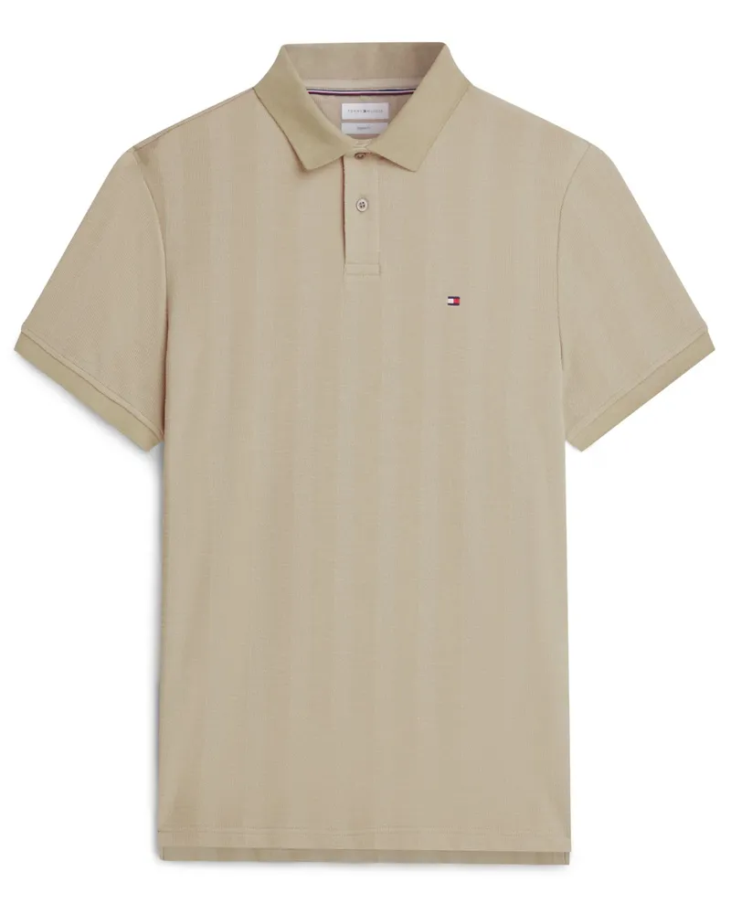 Tommy Hilfiger Strick-Poloshirt aus einem Baumwoll-Mix mit Stretch, Regular Fit in Beige