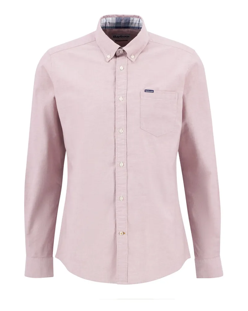 Barbour Oxfordhemd aus Baumwolle mit Label-Schriftzug, Tailored Fit in Pink