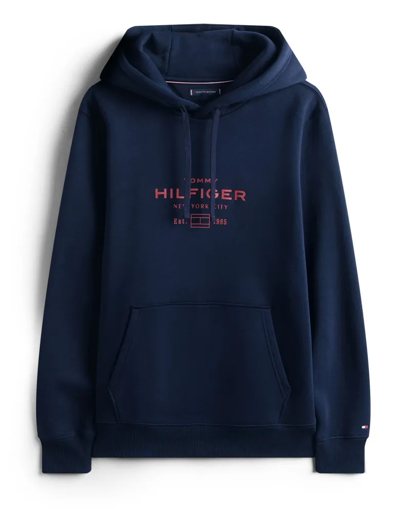 Tommy Hilfiger Softer Hoodie aus einem Baumwollgemisch mit Label-Print in Marine
