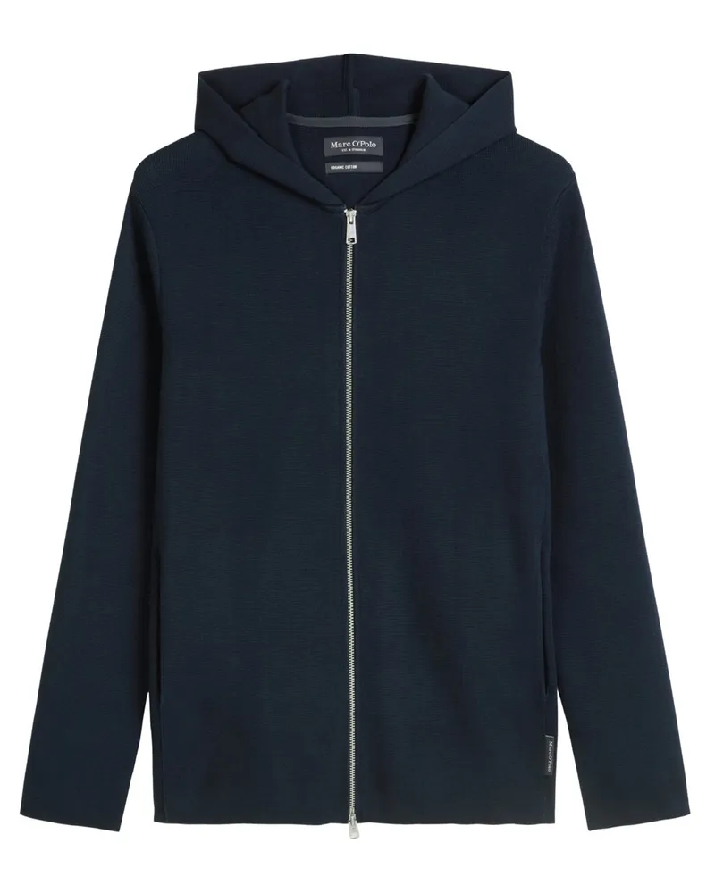 Marc O'Polo Strickjacke aus Baumwolle mit Kapuze und Zip in Marine