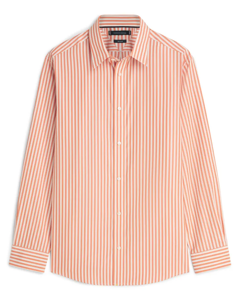 Tommy Hilfiger Glattes Baumwollhemd mit Streifenmuster, Relaxed Fit in Orange