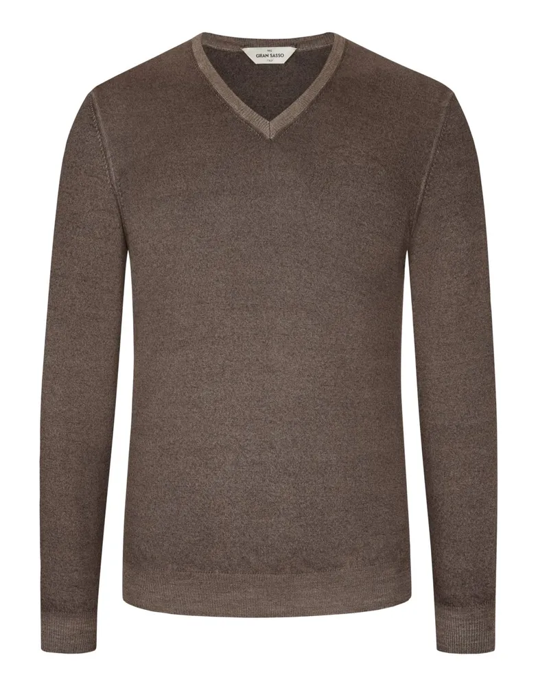 Gran Sasso Pullover aus Schurwolle mit V-Ausschnitt in Braun